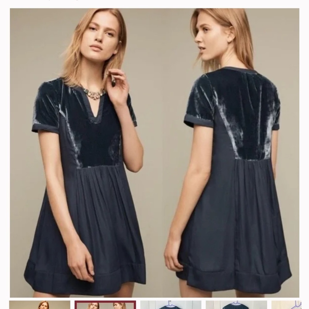 Piper & Scoot Velvet and Chiffon short sleeved tunic dress size small